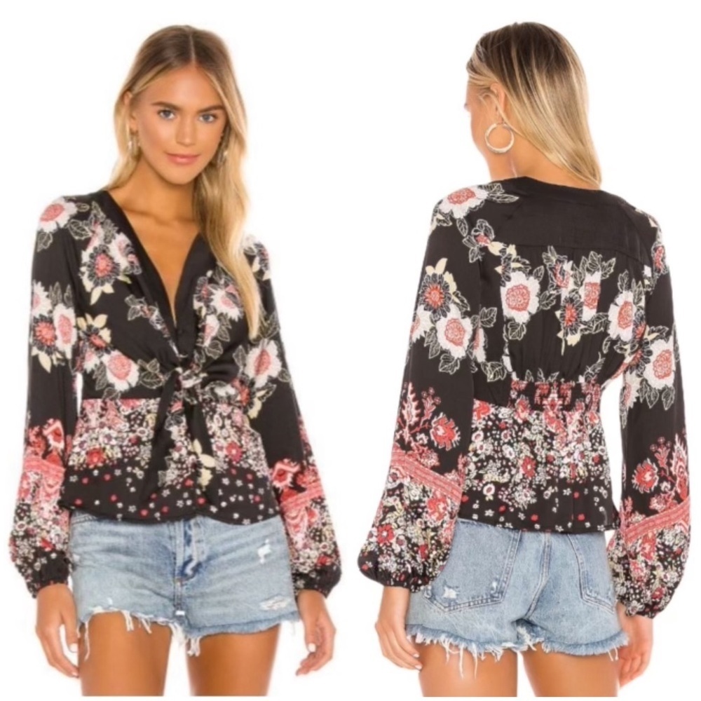 Free People Run Free Tie Front Top Size XS